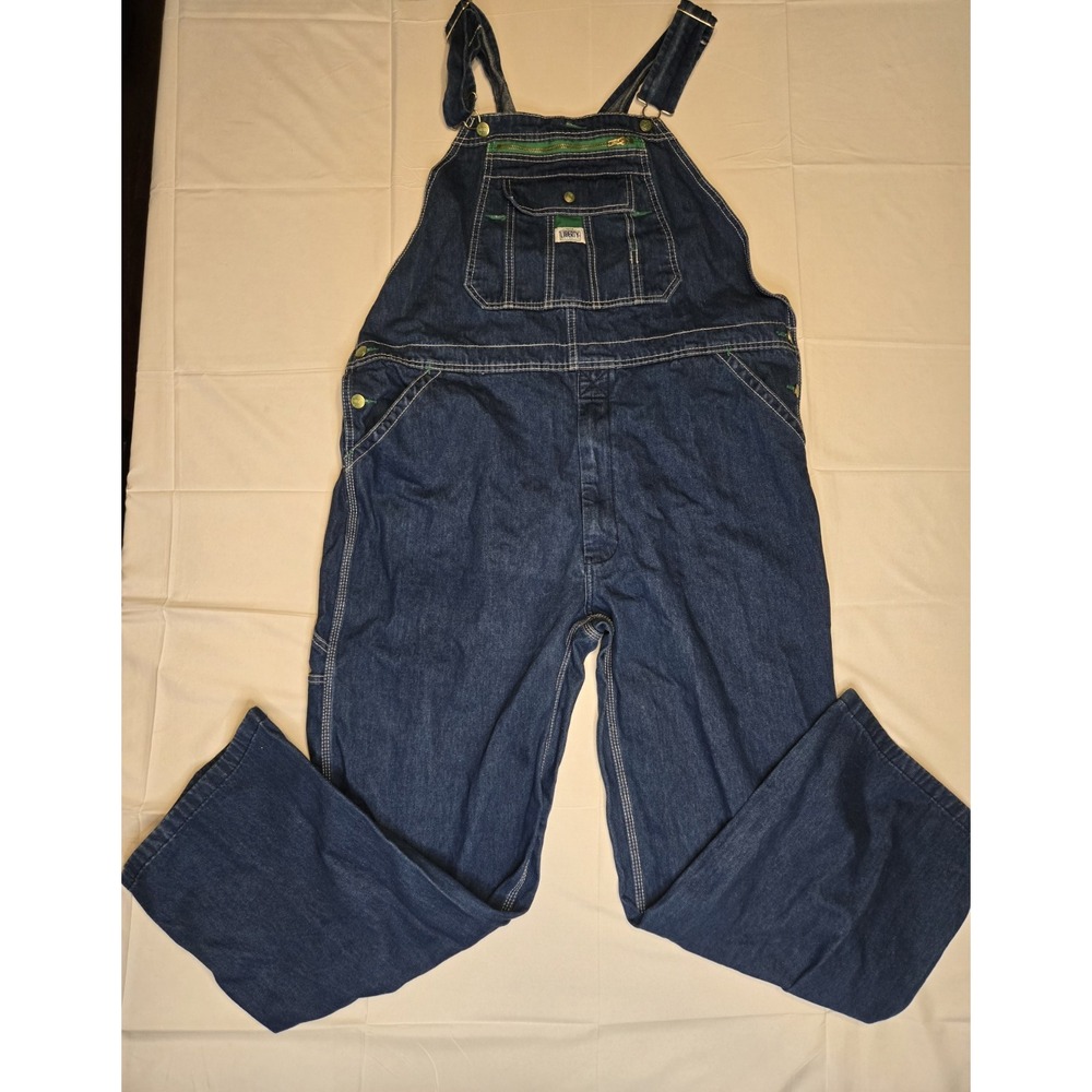Liberty Overalls Mens 42x30 Carpenter Bib WorkWear Denim Farmer Outdoors Classic